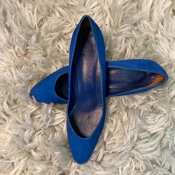 Vintage Glorious Blue Suede Kitten Heel Shoes - Picture 2 of 8